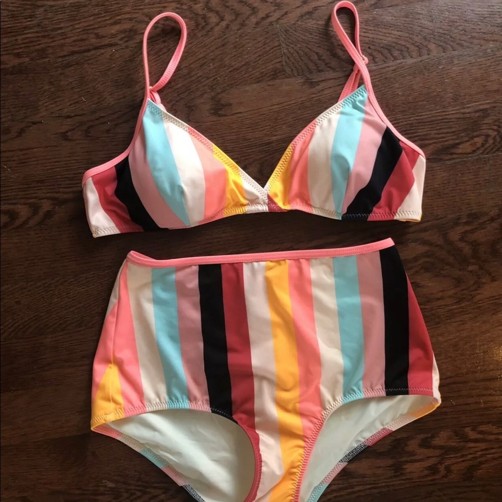 NWOT Solid And Striped Top - Bottoms Sold Separate